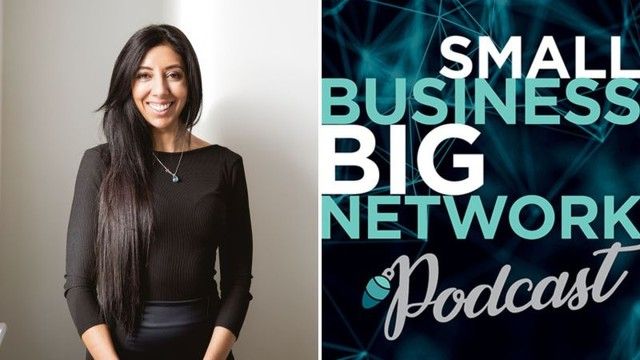 Picture of Leena Parmar alongside the logo of Small Business Big network Podcast