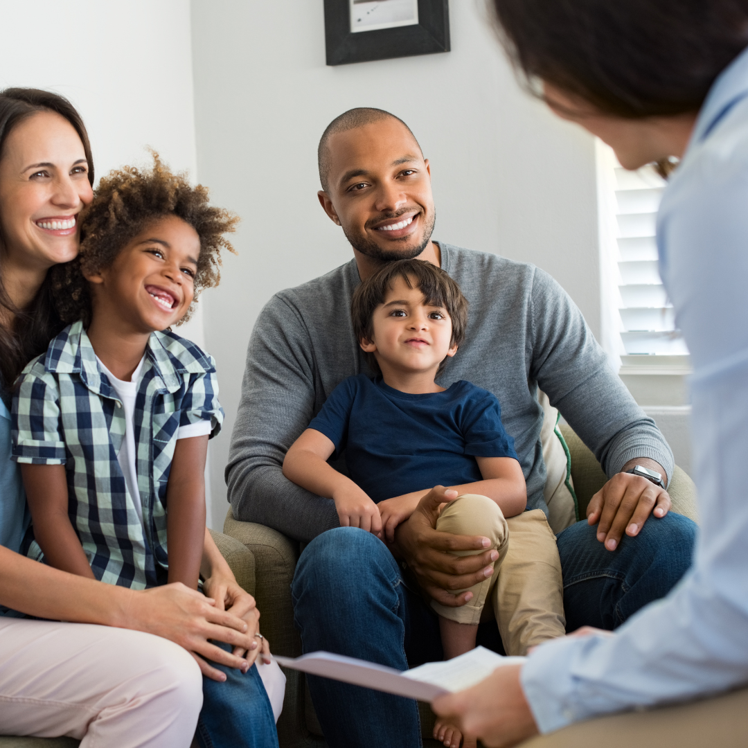 In home sales consultation with a family