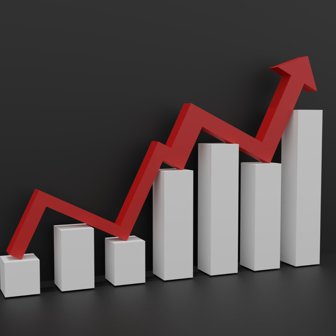 A graphic with an upward arrow