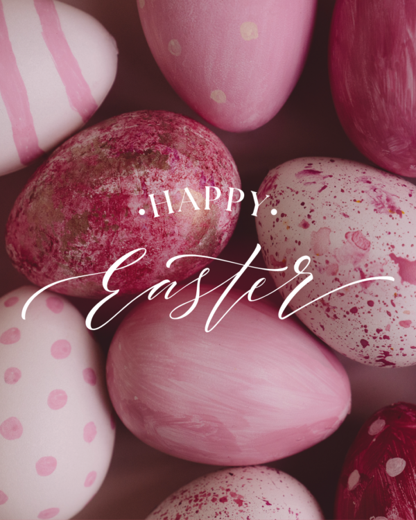 Image Happy Easter wishes with eggs in the background
