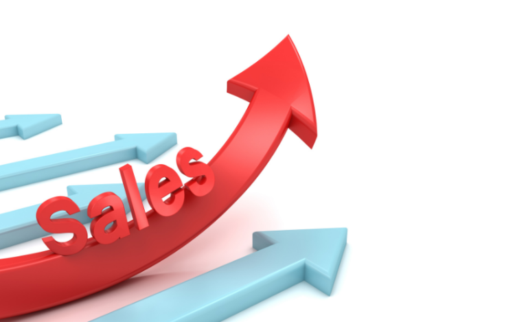A red upward sales arrow graphic representing growth and future-proofing your sales team.